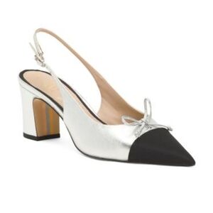 🩶🔹️Sam Edelman🔹️ Silver and Black Leather willette  Slingback Heels